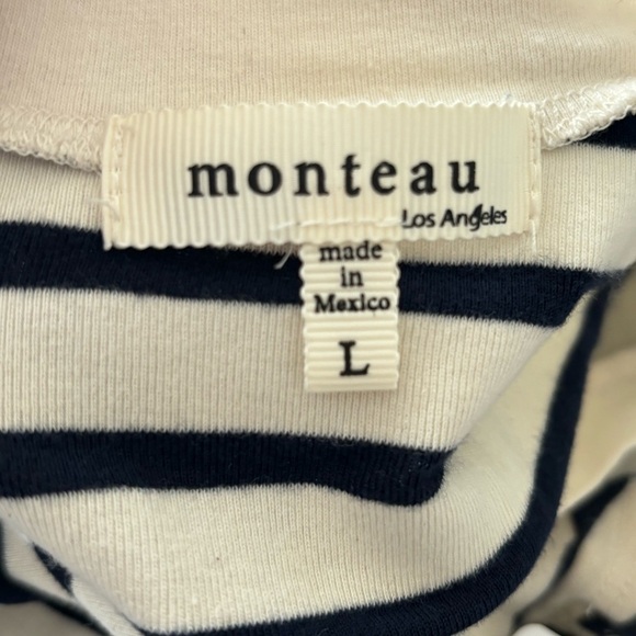 Monteau navy and cream striped dress in Large. - Picture 2 of 5